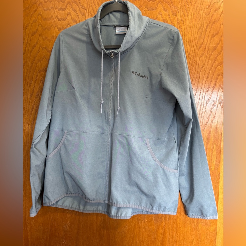 Columbia Women’s M Coast Range EXS Soft-shell Blue Grey Full Zip Rain Jacket.